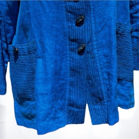 🌻Mill Valley Blue Linen Lagenlook Oversized Minimalist Blocked Sailor Shirt M - Picture 3 of 8